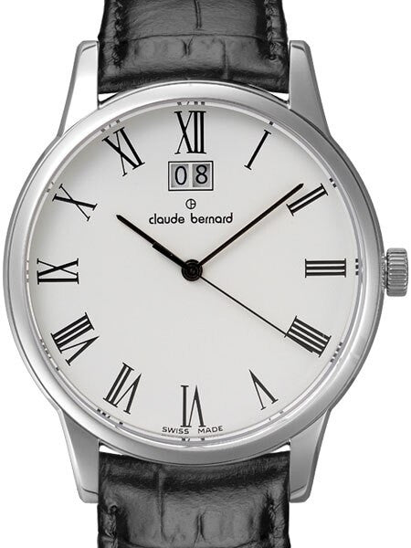 Claude Bernard Elegant and Thin Big Date Quartz Dress Watch #63003-3-BR