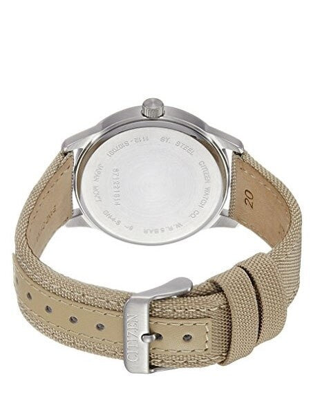 Citizen White Dial Quartz Watch with Tan Nylon Strap #BI1050-05A