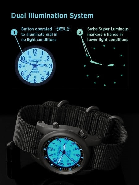 Bertucci A-2SEL Field Watch with Dual Lighting System For White Dial #22025