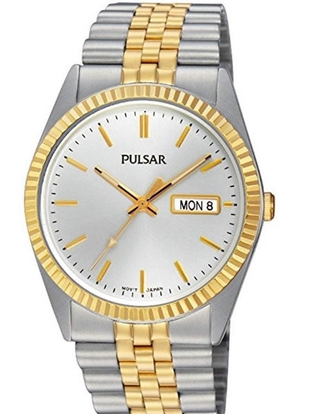 Pulsar Two-Tone Quartz Watch with 37mm Case, Silver Dial #PXF304
