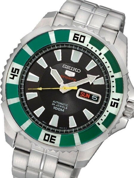 Seiko 44mm Sports 5, 24-Jewel Automatic Watch with Day and Date Window #SRP205