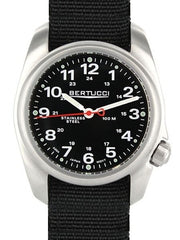 Bertucci A-1S Black Dial Stainless Steel Watch with Black Nylon Strap #10004