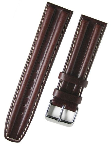 Toscana Brown Oil Tanned Double-Ridge Leather Watch Strap with Contrast Stitching #RB8-27380
