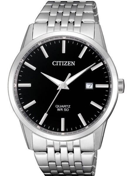 Citizen Quartz Dress Watch with Vibrant Black Dial and SS Bracelet #BI5000-87E