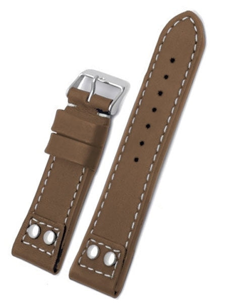 Toscana Brown Italian Calf Leather Watch Strap with Rivets at the Lugs PT-80
