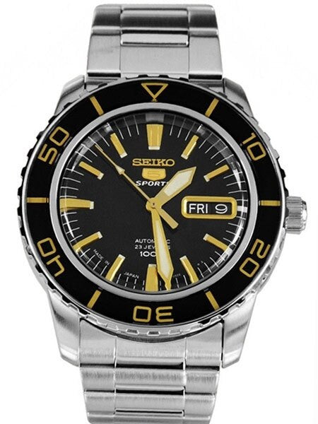 Seiko 41mm Sports 5, 23-Jewel Automatic Watch with Day and Date Window #SNZH57J1