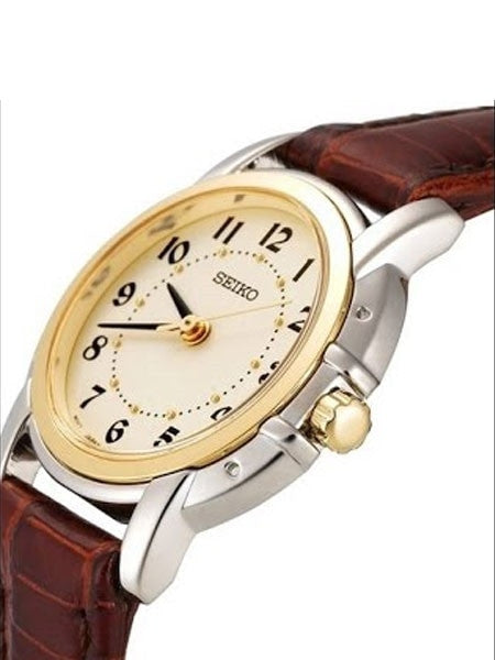 Seiko Two-Tone Women's Solar Dress Watch with Easy to Read Black Hands and Markers #SXGA02