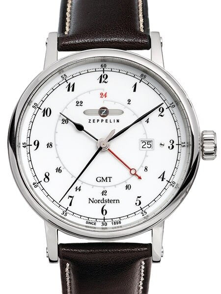 Graf Zeppelin Nordstern Series Swiss Quartz GMT Watch with Coin-Edge Case #7546-1