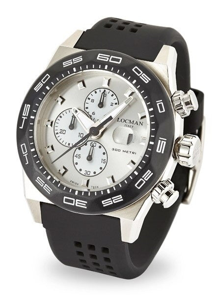 Locman Stealth 300 Meter Quartz Chronograph Watch with 46mm Case #217WHSTBKR
