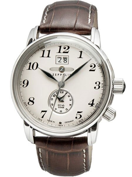 Graf Zeppelin German Made, Dual Time, Big Date Watch with Two Crowns. #7644-5