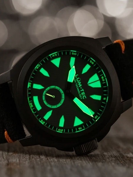 Lum-Tec Phantom 44mm Watch with Titanium Carbide Black PVD Case, AR Sapphire Crystal #M86