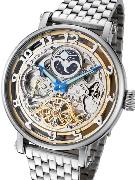 Rougois Dual Time Zone Skeleton Automatic Watch with Day/Night Dial #RMAS47