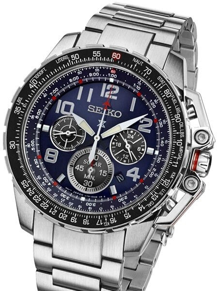 Seiko Prospex Solar Powered Quartz Flight Chronograph Watch, 24-Hour Sub-Dial #SSC275