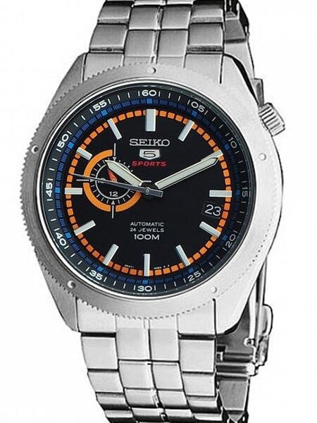 Seiko Sports 5 Watch with 24-Jewel Automatic and Hand Windable Movement #SSA067K1