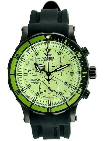 Vostok-Europe Anchar Mens Chronograph Dive Watch with Luminous Dial, Tritium Tube Illumination #5104243