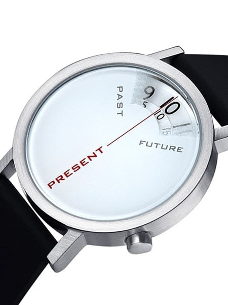 Projects 40mm Past, Present and Future Quartz Watch with Leather Strap  #7214L-40