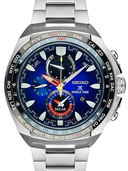 Seiko Prospex Solar Power World Time, Chronograph, Alarm Watch #SSC549