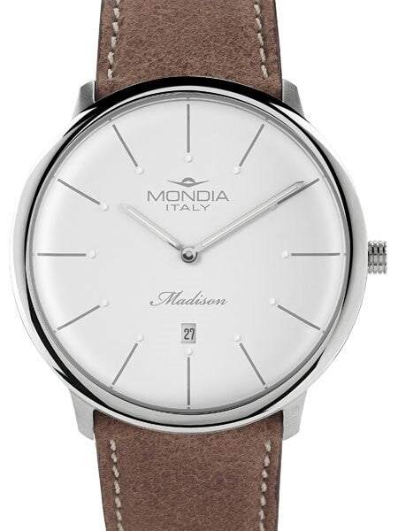 Mondia Madison Thin Quartz Dress Watch with White Dial #MI752SS-01SL-CP