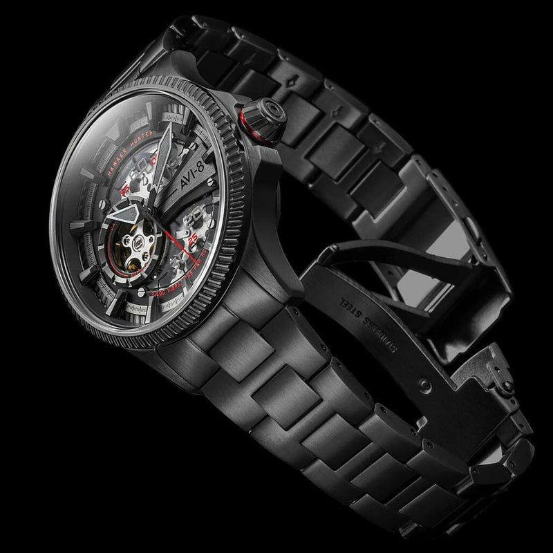 AVI-8 Hawkeye Hunter Black Arrows, Automatic Pilot Watch, AR Sapphire Crystal #AV-4078-33