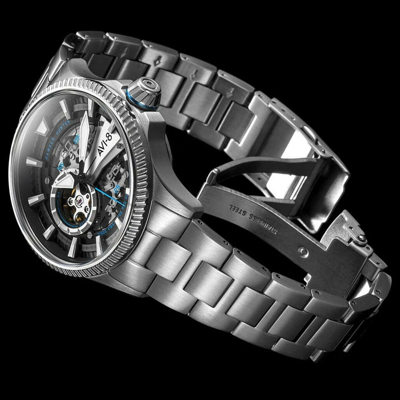 AVI-8 Hawkeye Hunter Blue Diamonds, Automatic Pilot Watch, AR Sapphire Crystal #AV-4078-11