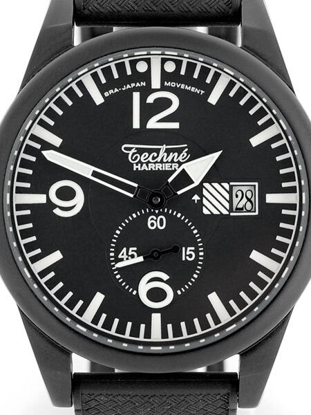Techne Harrier Aviator Quartz Watch with 41mm Black Aluminium Case  #388.181