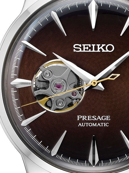 Seiko Presage Brown Automatic Dress Watch with Open Heart #SSA407
