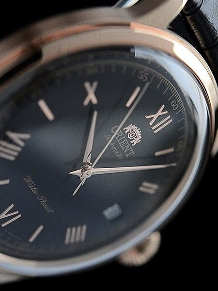 Orient Rose Goldtone Bambino Automatic Dress Watch with Black Dial, Roman Numerals #ER24008B
