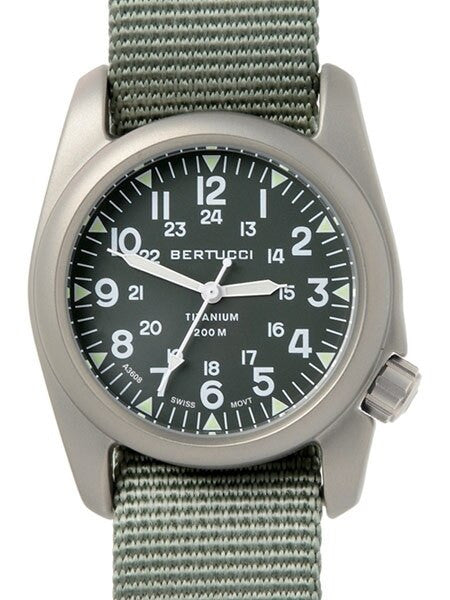 Bertucci A-2T Vintage Marine Green Titanium Watch with Olive Drab Nylon Strap #12030