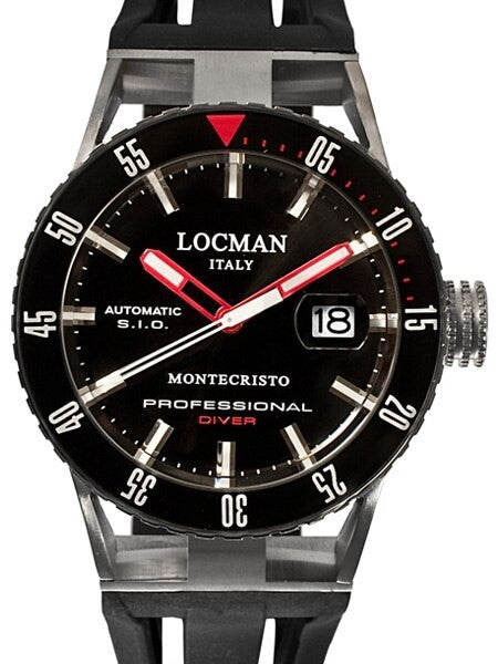 Locman Montecristo 200 Meter Automatic Dive Watch with 44mm Stainless Steel and Titanium Case #513BKRDBK