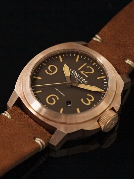 Lum-Tec Bronze 44mm Swiss Automatic Watch with Double Curved AR Sapphire Crystal #M83