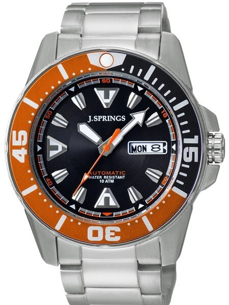 J. Springs Automatic 21-Jewel Sport Dive Watch with Day and Date, Black Dial #BEB078