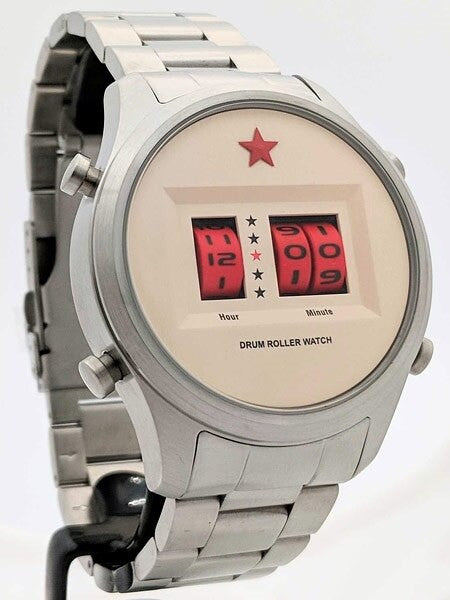 Red Star Quartz Drum Roller Watch with 44mm Case #8395G-C