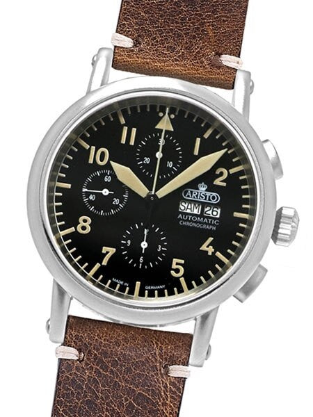 Aristo Swiss Valjoux 7750 Automatic Chronograph Aviator Watch #7H186