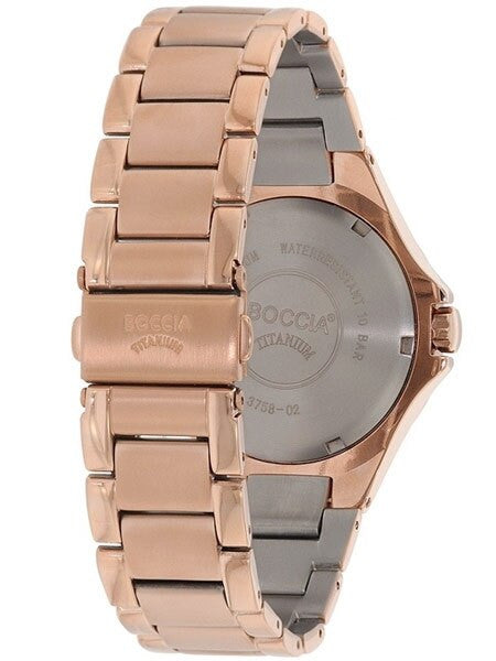 Boccia Ladies Quartz Watch with a 41mm Rose Goldtone Titanium Case and Swarovski Crystals #3758-02