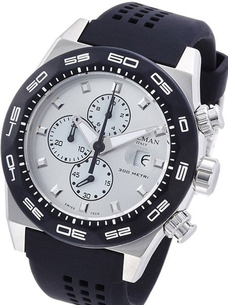 Locman Stealth 300 Meter Quartz Chronograph Watch with 46mm Case #217WHSTBKR