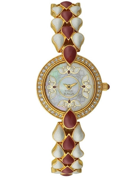 Titan Ladies Raga Jewelry Inspired Gold-Tone Quartz Watch with Bracelet #9747YM01