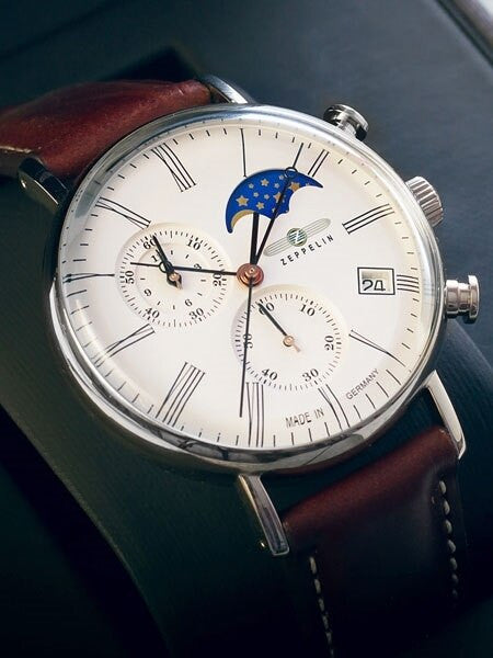 Graf Zeppelin LZ120 Rome Series Swiss Quartz Chronograph, Moonphase Watch #7194-5