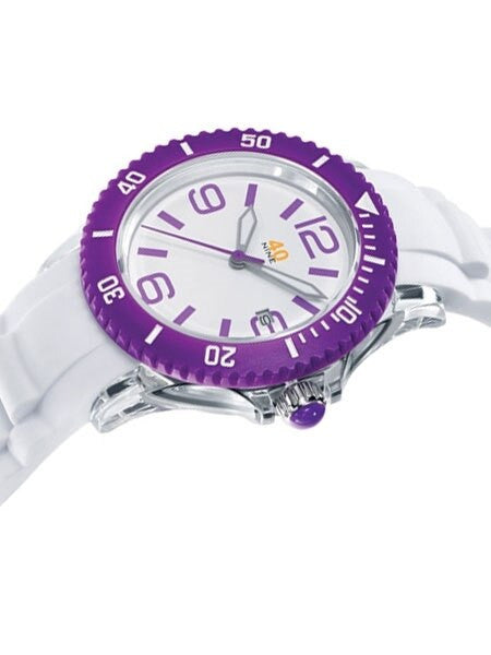 40Nine Clear Plastic 41.5mm Case with White Silicone Rubber Strap #40NINE03-PURPLE3