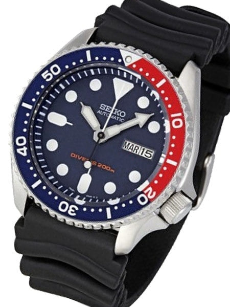 Seiko Automatic Dive Watch with Offset Crown and Rubber Dive Strap #SKX009K1