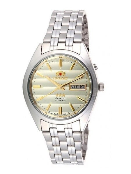 Orient Automatic Watch with Champagne Dial, Day-Date and SS Bracelet #EM0401PC