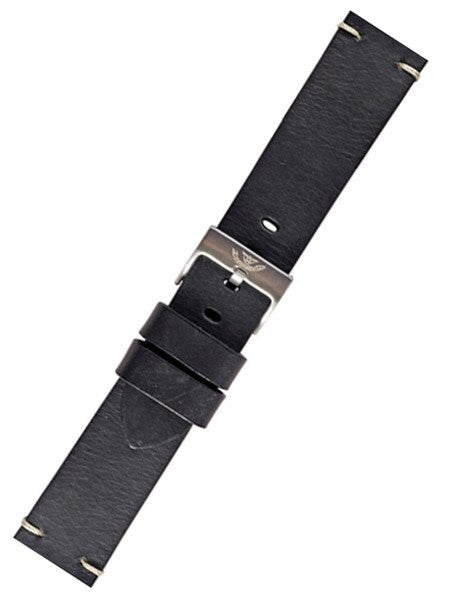 Squale 1521 OEM 20mm Black Leather Watch Strap #1521-BLK-LTHR