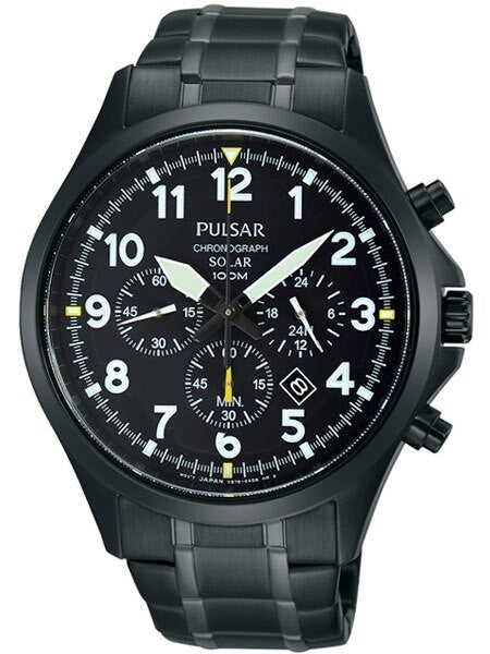 Pulsar Solar Quartz Chronograph Watch with Stopwatch and 24-Hour Sub-Dial #PX5039