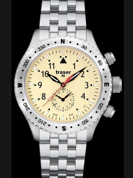 Traser Jungmann Aviator Chronograph Watch with Sapphire Crystal, 12-hour Totalizer #100372