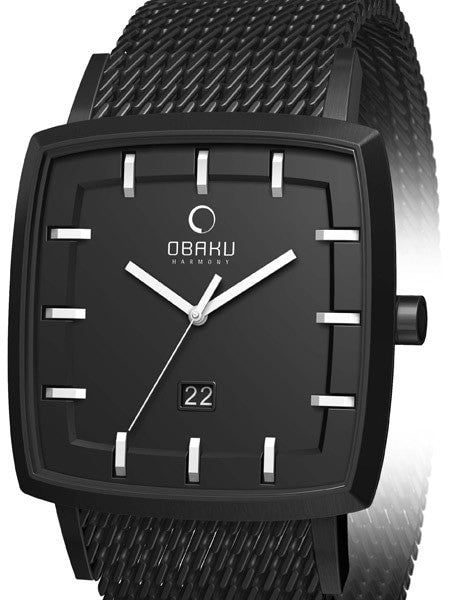 Obaku Harmony 40mm Wide Quartz Watch with Black Mesh Bracelet #V134GBBMB