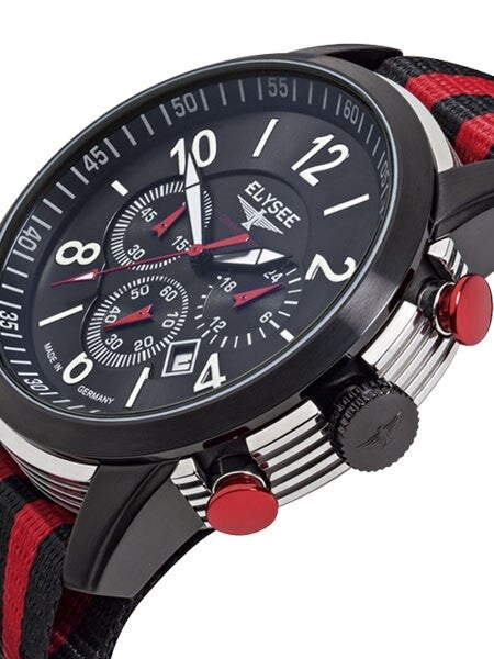 Elysee 45mm The Race I Quartz Chronograph Watch with 60-minute Stopwatch and Sapphire Crystal #80524