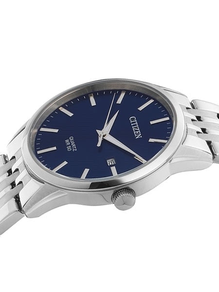 Citizen Quartz Dress Watch with Vibrant Blue Dial and SS Bracelet #BI5000-87L