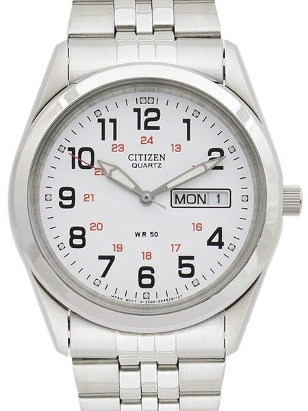 Citizen Railroad White Dial Quartz Watch with Stainless Steel Bracelet #BK3790-70A