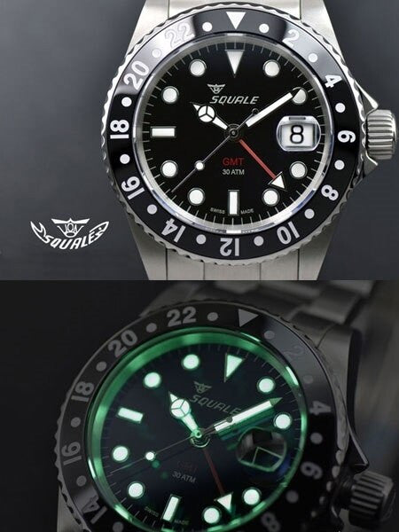 SCRATCH AND DENT - Squale 300 meter GMT Ceramica Swiss Automatic Dive watch with Sapphire Crystal #1545CG-CER