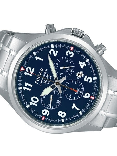 Pulsar Solar Quartz Chronograph Watch with Stopwatch and 24-Hour Sub-Dial #PX5037