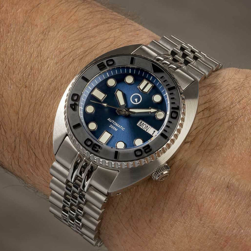 Islander Blue Dial Automatic Dive Watch with AR Dome Sapphire Crystal, and Embossed Ceramic Bezel Insert #ISL-69